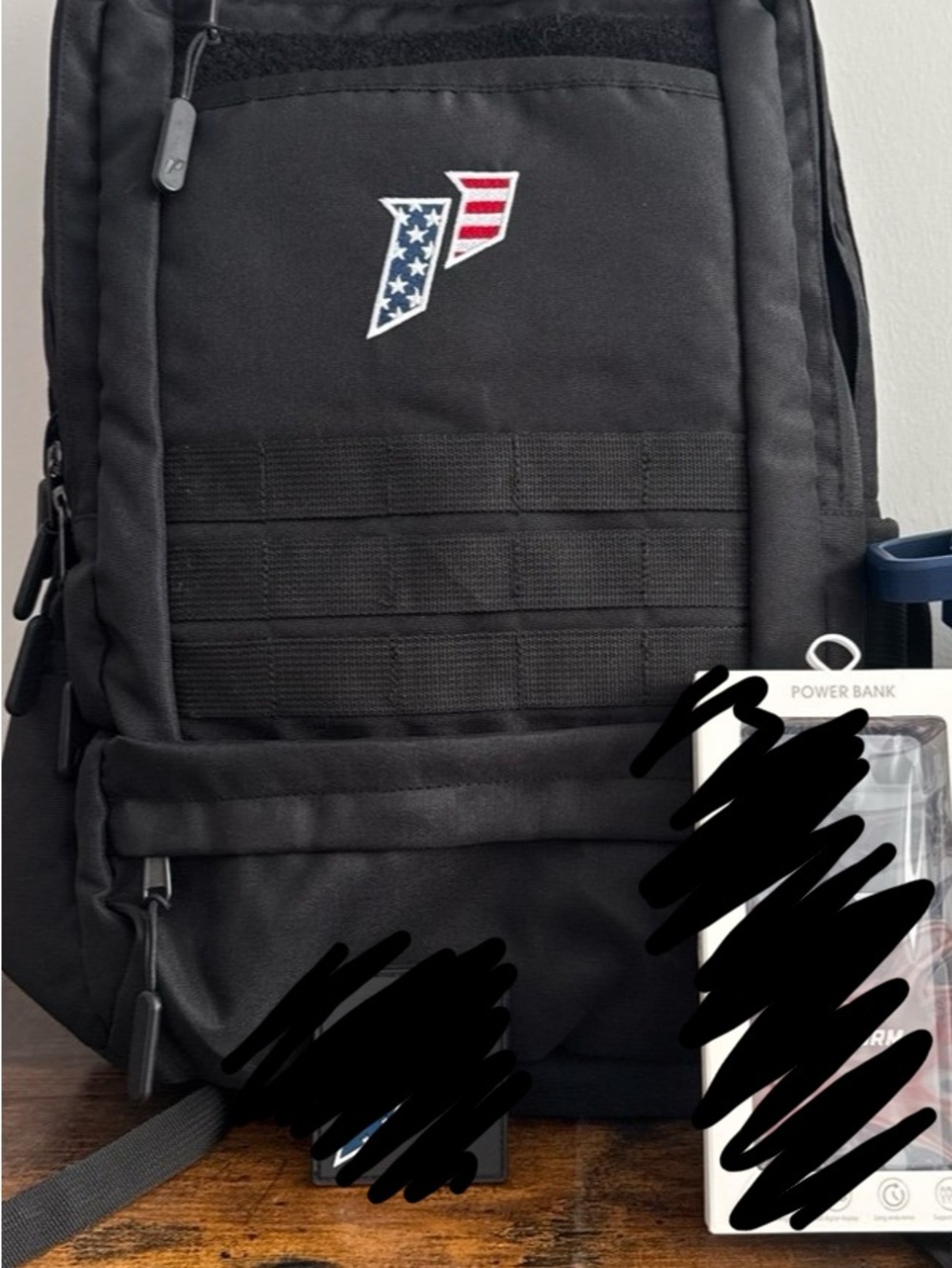 1st Phorm Black Tactical Backpack with American Flag Patch - Men
